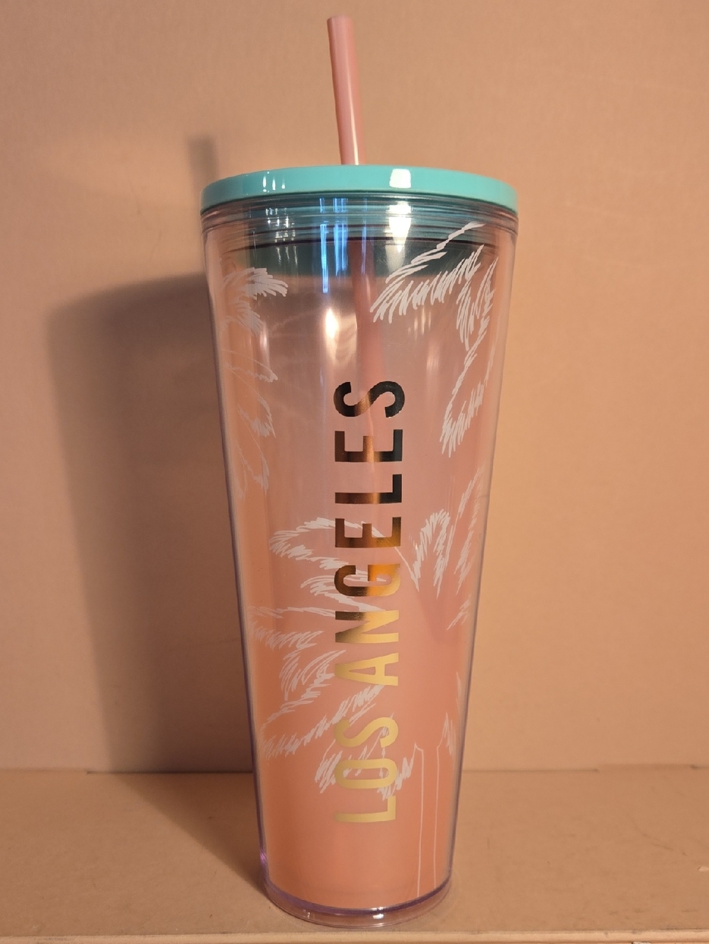 Starbucks Been There Series Los Angeles Pink Venti 24 oz. Cold Cup Tumbler NWT